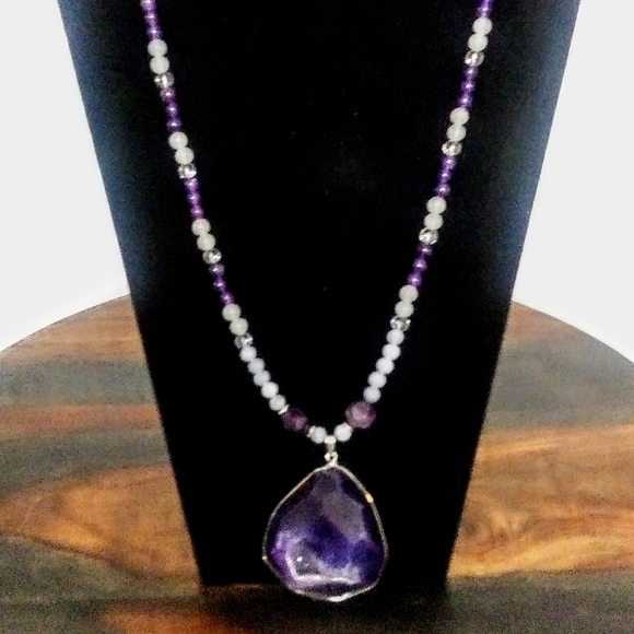 Amethyst and Selenite Necklace - Picture 1 of 2